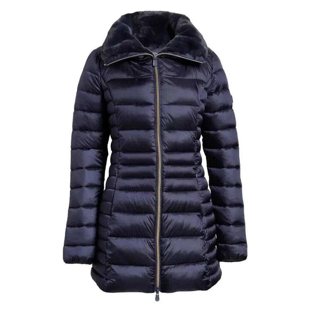 Save The Duck Iris Faux Fur Collar Puffer Coat Quilted Ultra Light Jacket Small - Picture 3 of 16